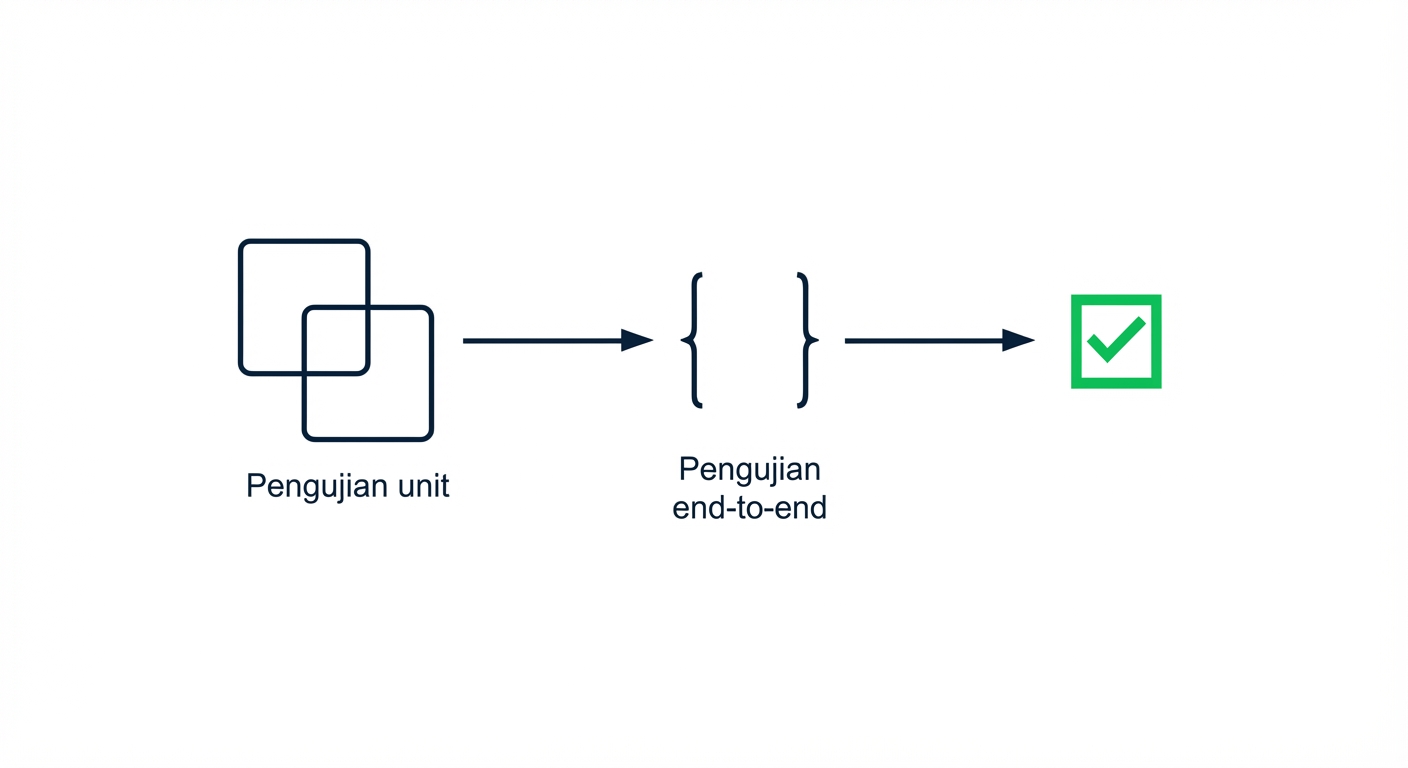 Kerangka validasi pipeline data: unit testing dan end-to-end testing.