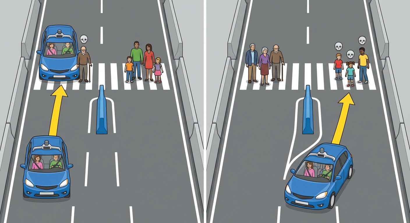 Ilustrasi dilema etika pada mobil swa-kemudi