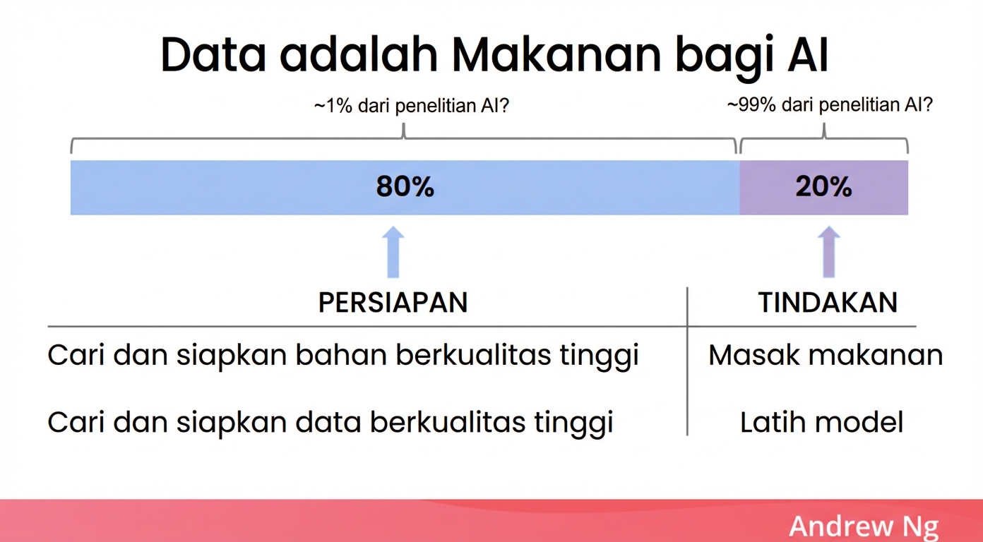 Ilustrasi pentingnya data bagi AI dengan analogi memasak.