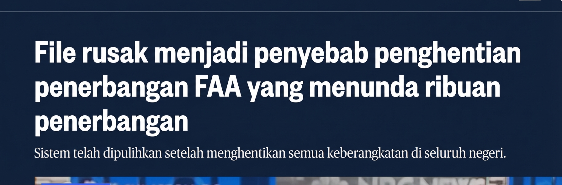 Tangkapan layar laporan nbc tentang pembatalan penerbangan di AS