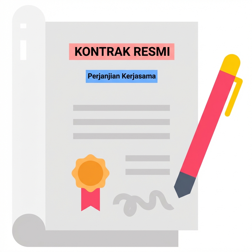 Ilustrasi dokumen hukum dan pena untuk memeriksa kepatuhan.