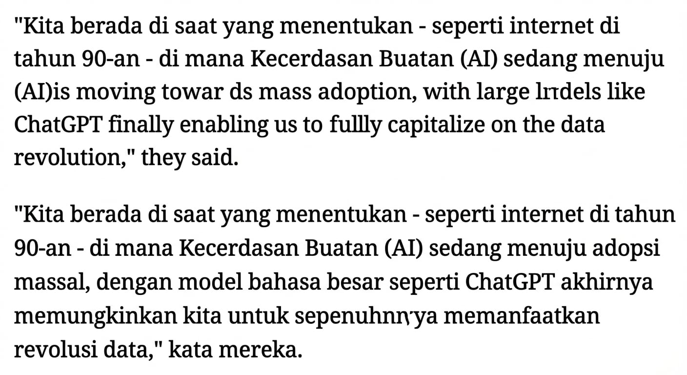 Judul berita yang menyoroti kemajuan LLM sebagai momen penentu.