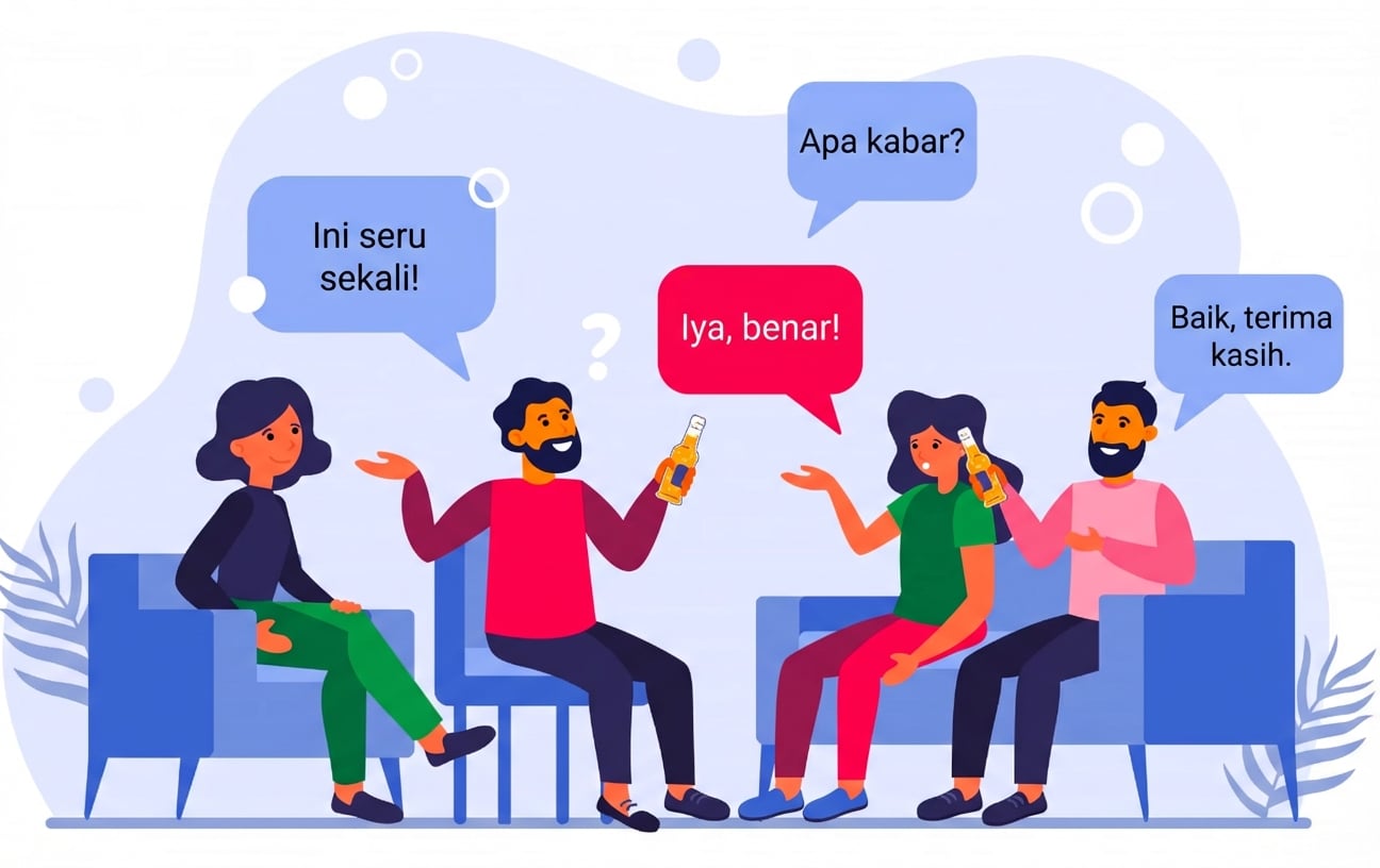 orang duduk dan bercakap dalam percakapan grup
