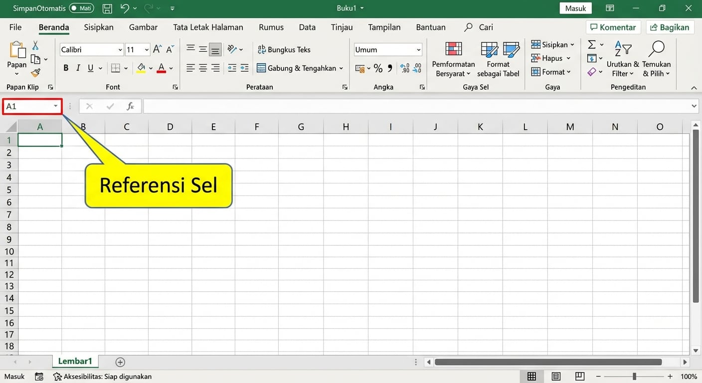 File Excel menyorot referensi sel
