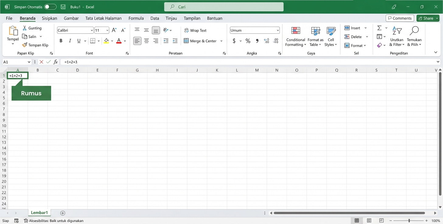 File Excel menyorot rumus