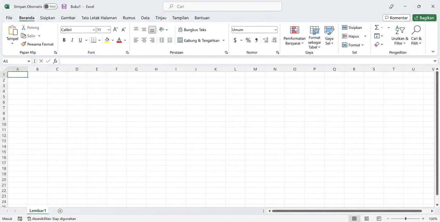 Tangkapan layar file Excel