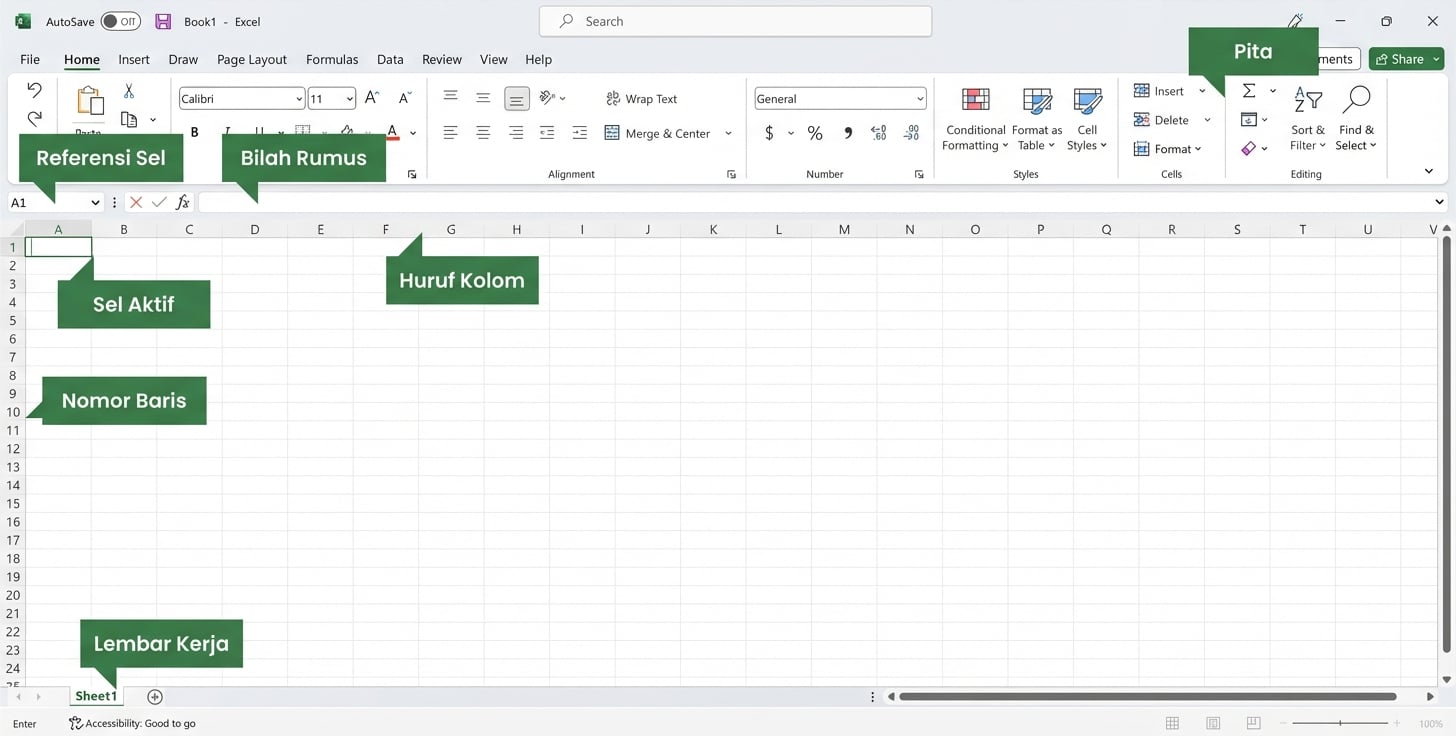 Tangkapan layar antarmuka Excel