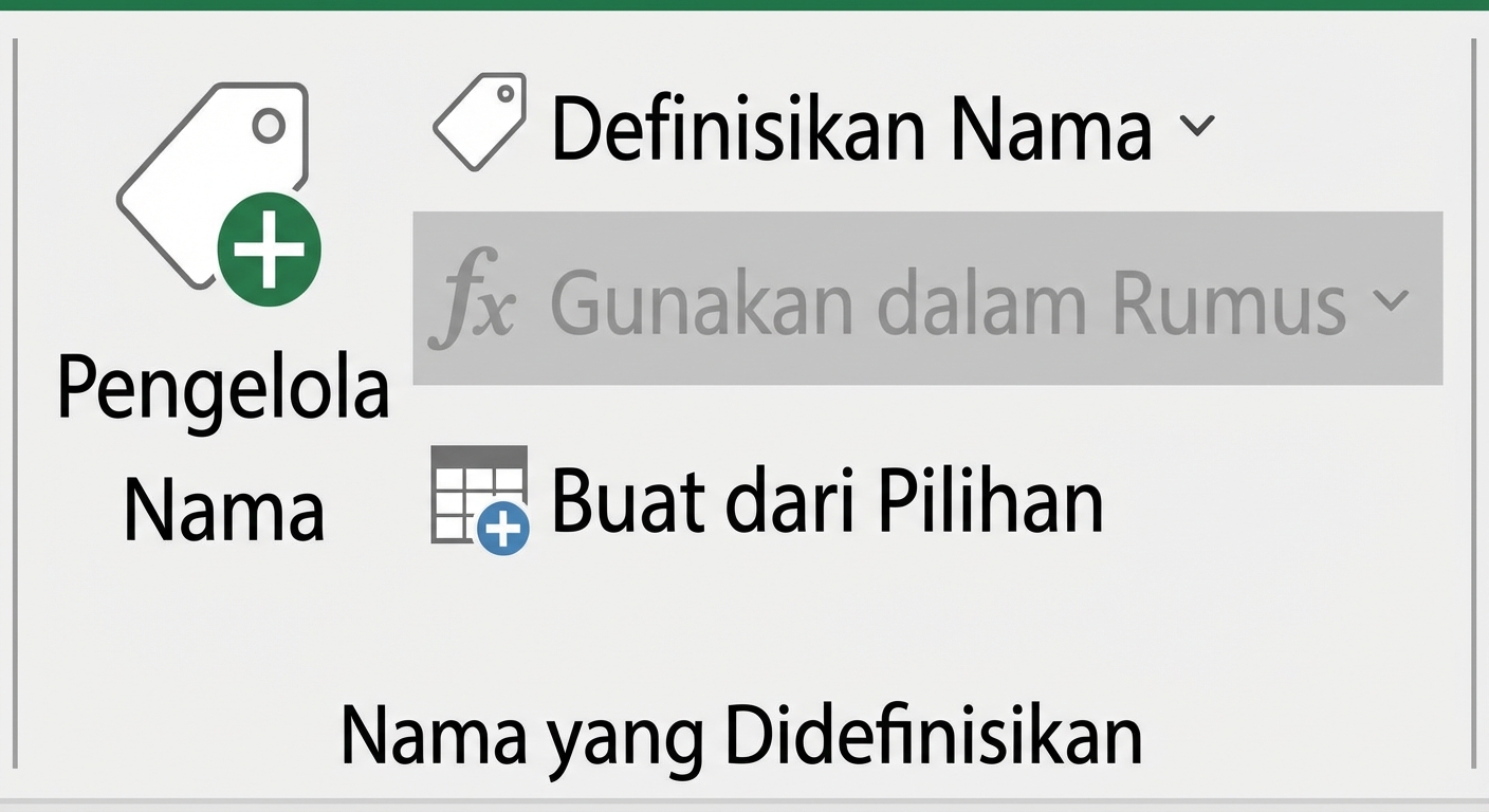Gambar fitur Excel untuk menamai rentang sel.