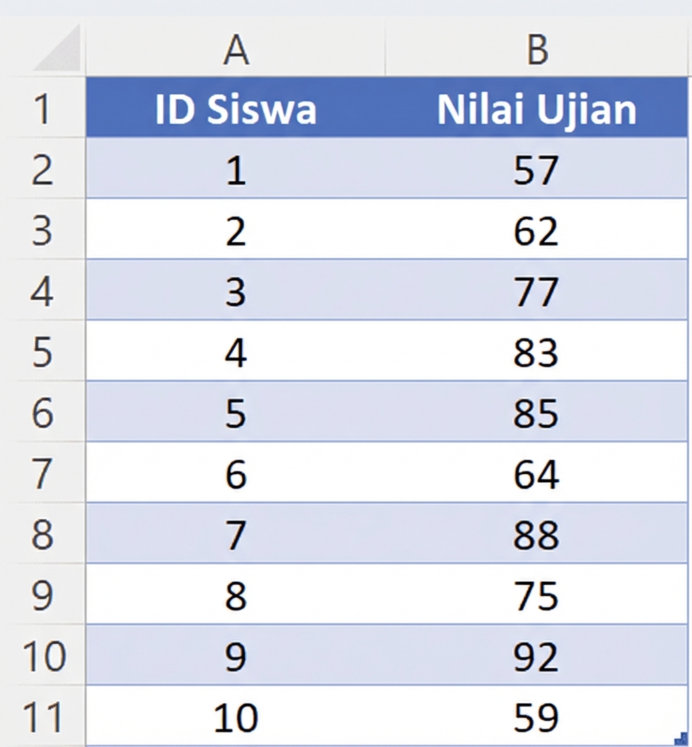 Contoh dataset nilai ujian siswa