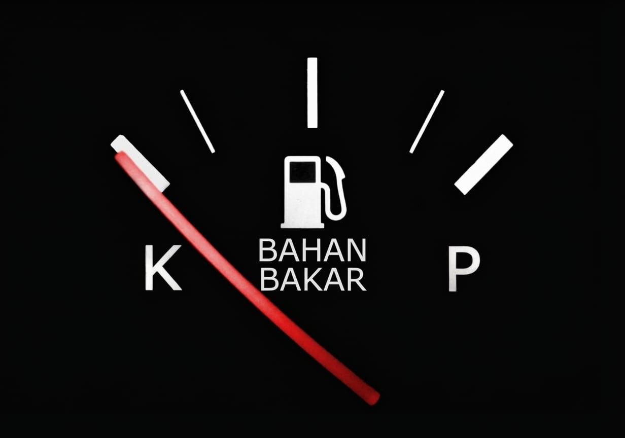 Pengukur bahan bakar menunjuk ke kosong