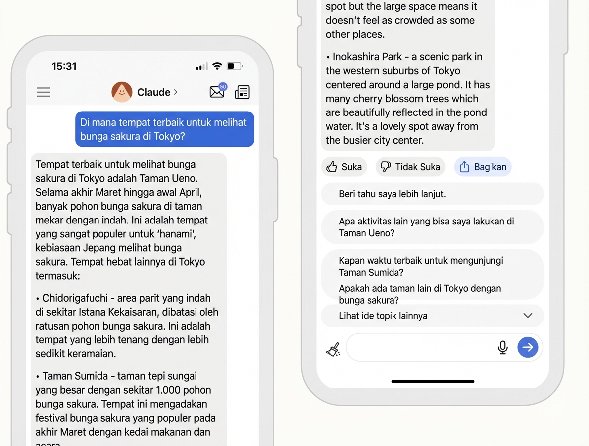 Tangkapan layar percakapan dengan Claude, chatbot Anthropic