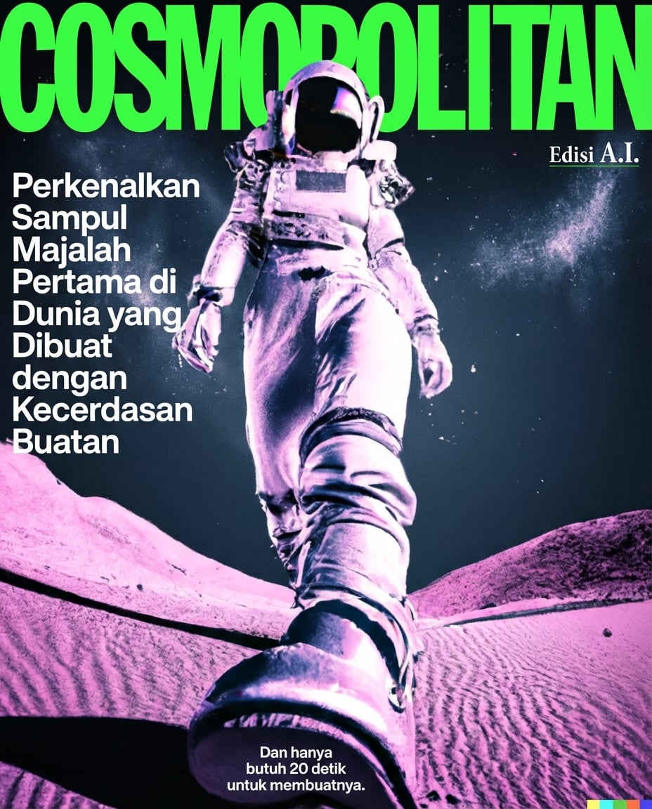 Sampul Majalah Cosmopolitan bergambar astronot perempuan yang dibuat AI