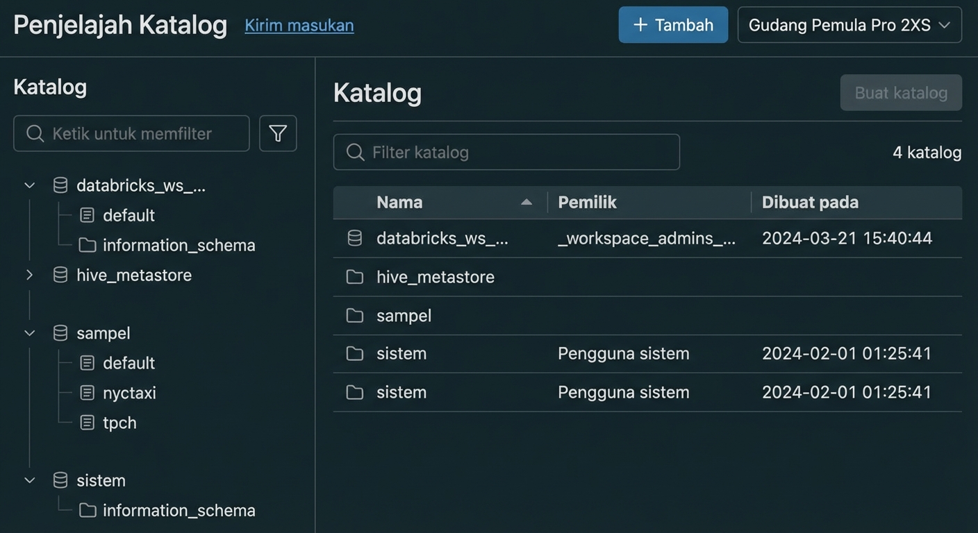 Tangkapan Layar Catalog Explorer