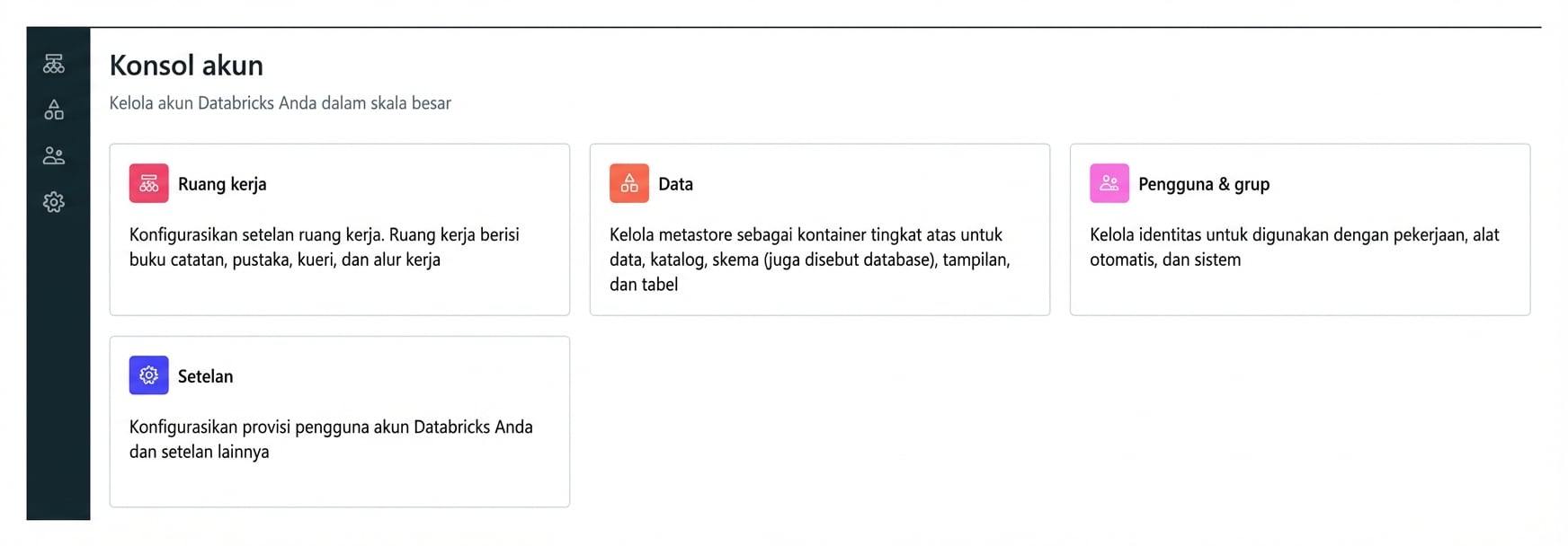 Tangkapan layar konsol akun