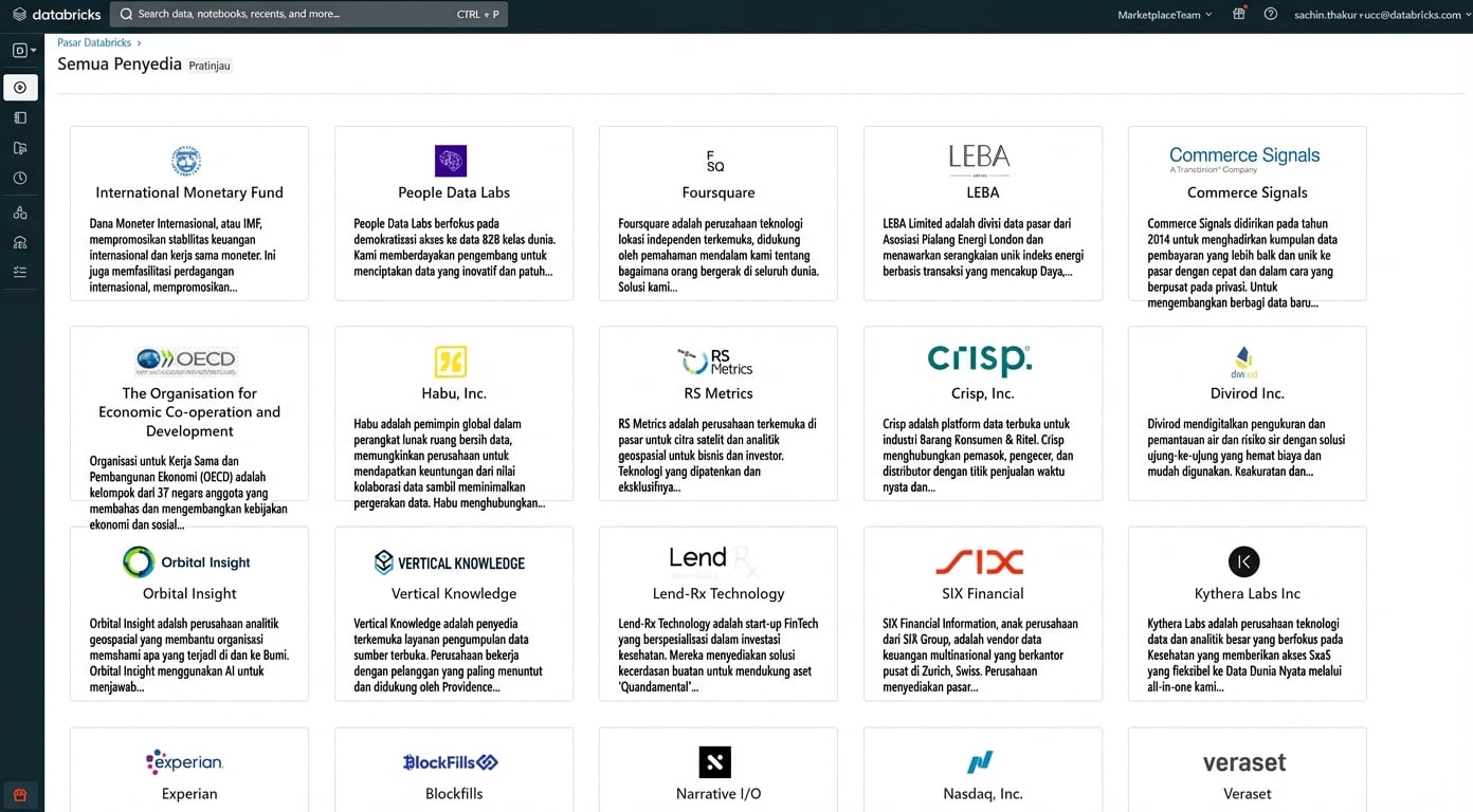 Cuplikan Databricks Marketplace