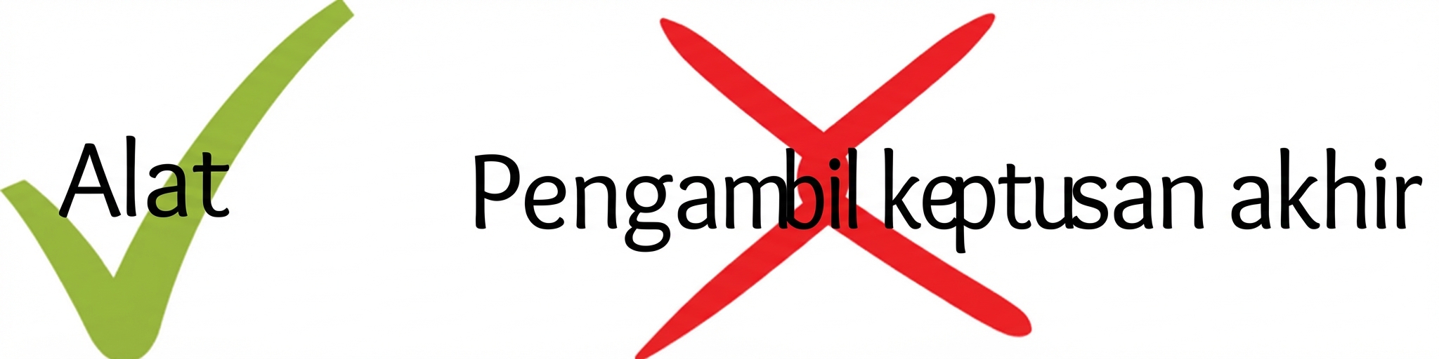 Ilustrasi yang menunjukkan bahwa AI hanyalah alat dan bukan pengambil keputusan akhir.