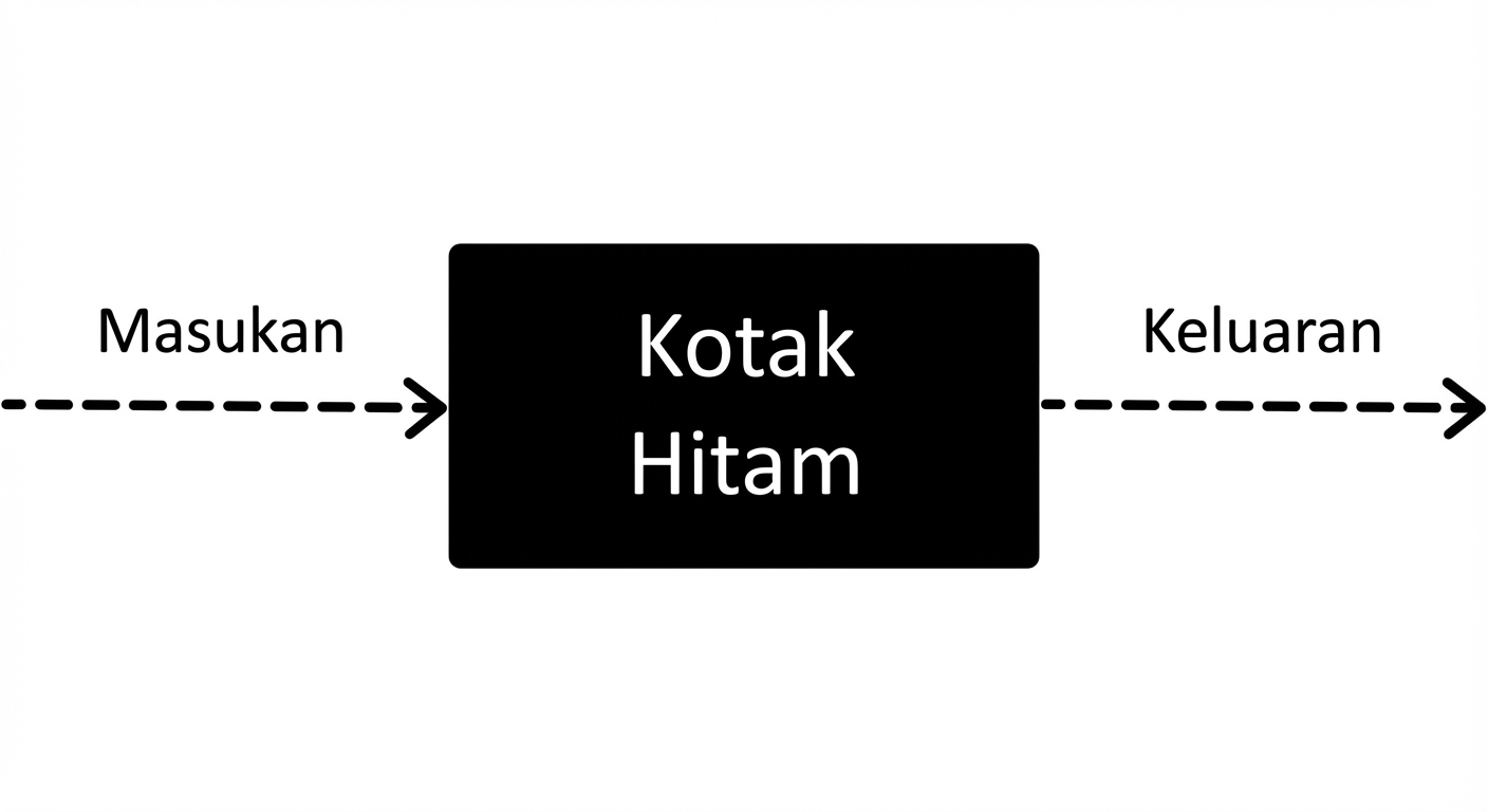 Diagram alir yang menggambarkan sifat kotak hitam.