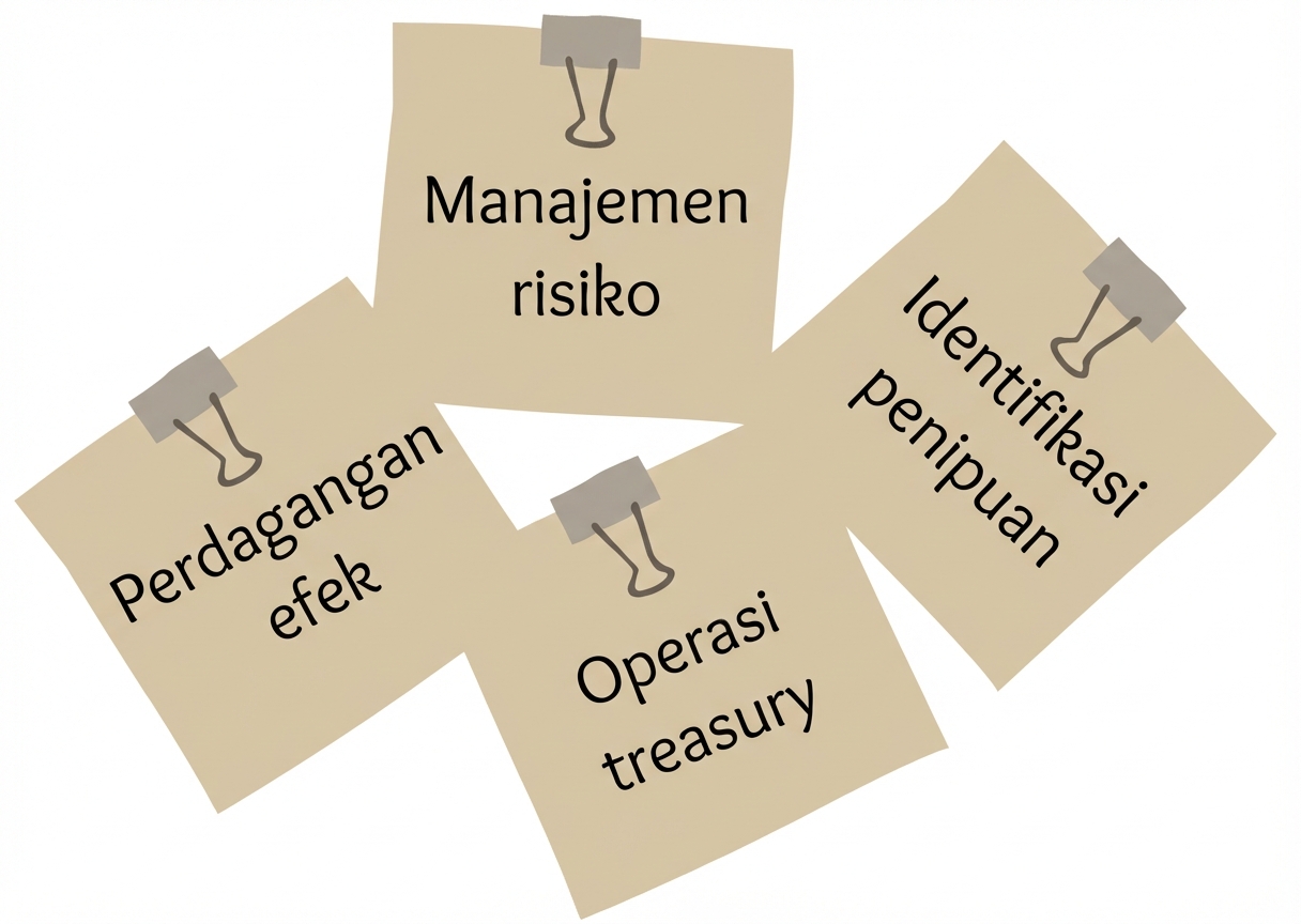 Catatan tempel yang menggambarkan cara industri jasa keuangan biasanya memanfaatkan kecerdasan buatan (AI).