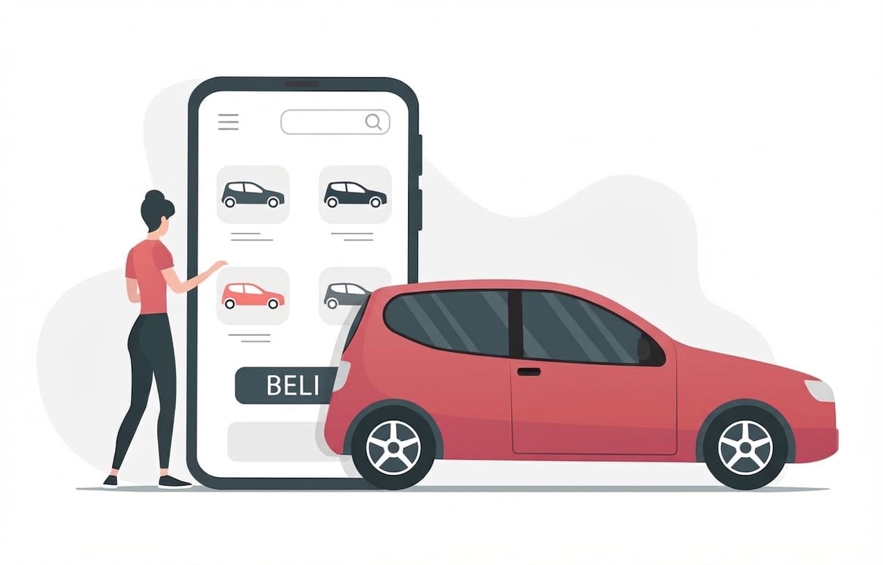 Seseorang berinteraksi dengan antarmuka untuk memesan mobil.