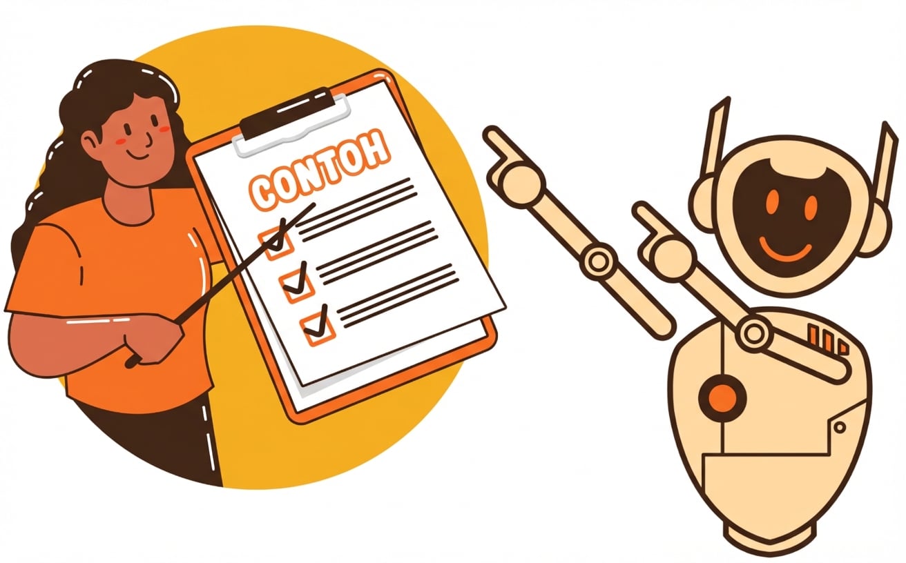 Seorang robot melihat contoh