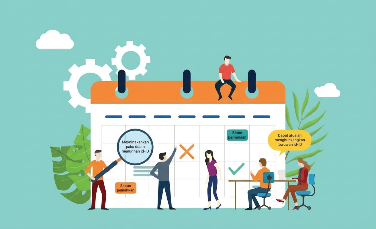 Gambar sekelompok orang menelusuri kalender dan memberi tanda.