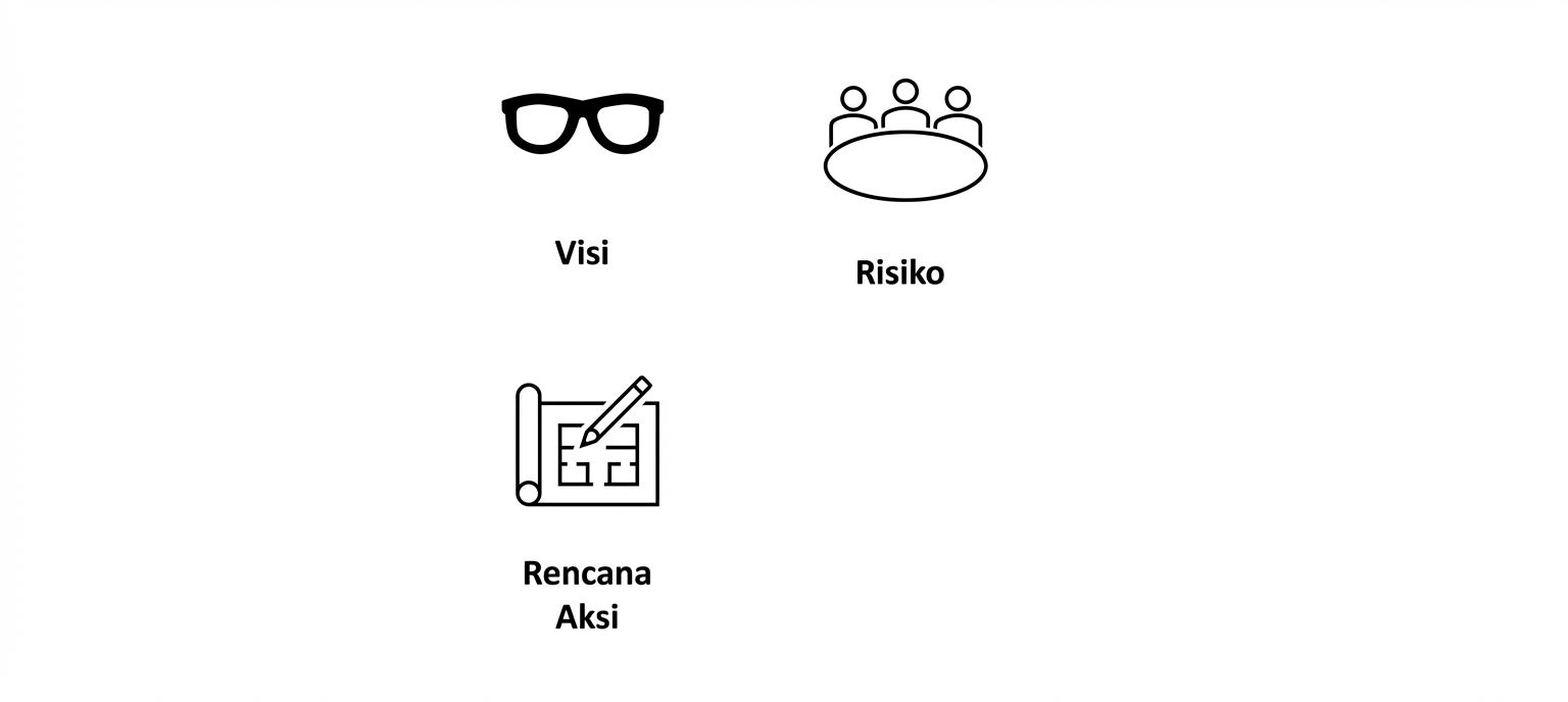 Menambahkan ke gambar, sebuah cetak biru dengan tulisan "Rencana Aksi".