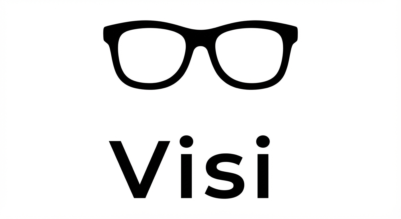 Sepasang kacamata dengan kata "Visi".