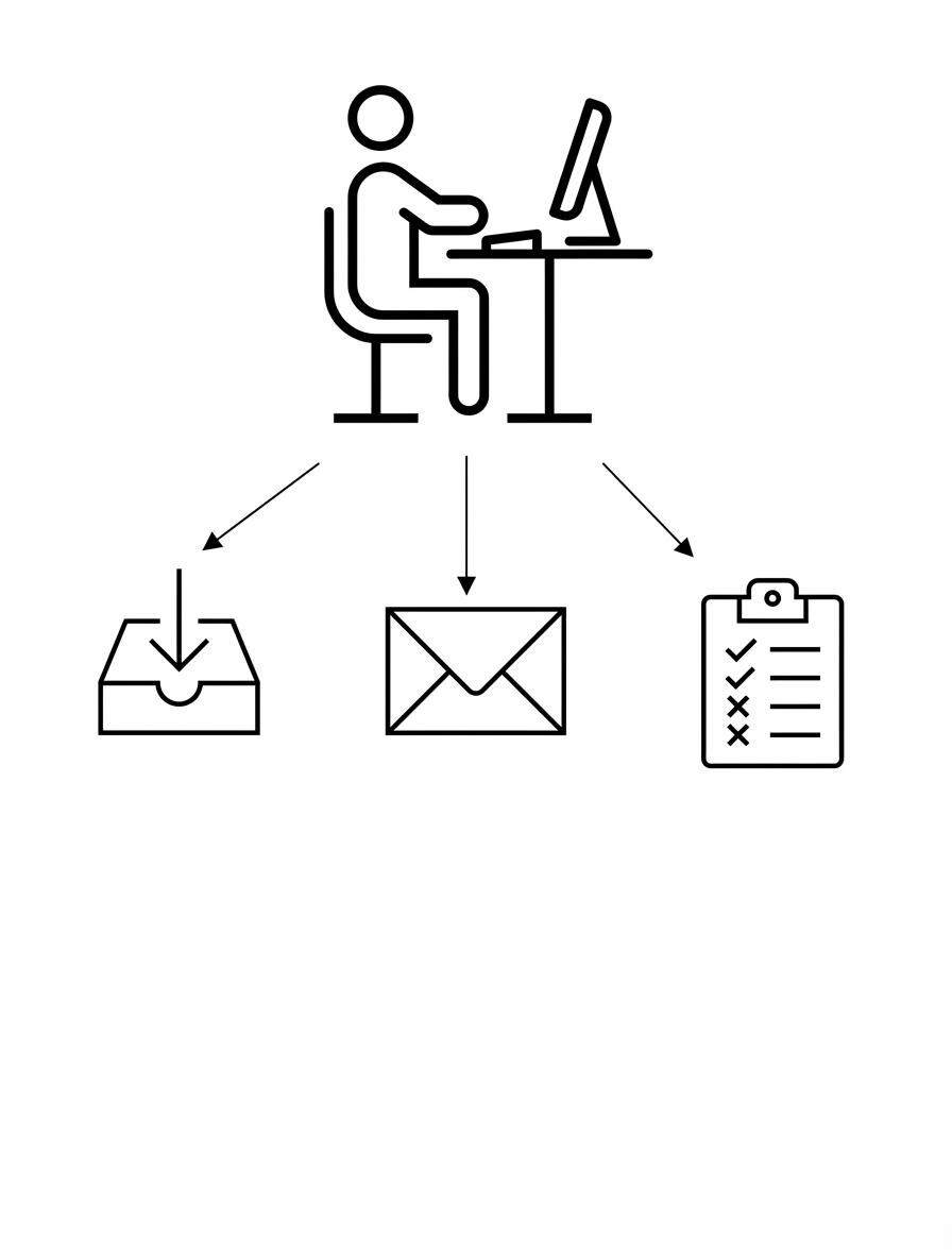 Seorang orang yang duduk di depan meja dengan daftar tugas yang dibagi.