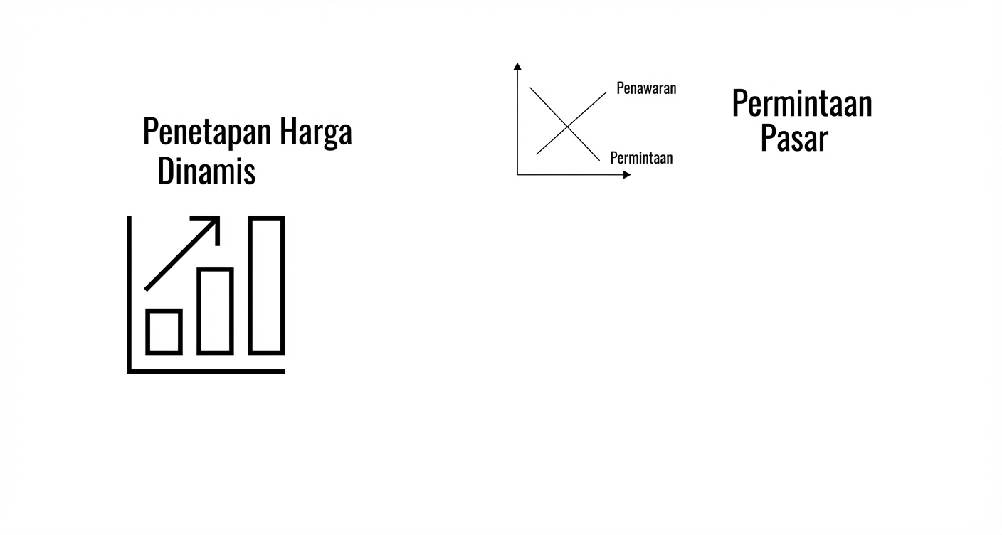 Grafik harga ditambah grafik yang menunjukkan permintaan pasar.
