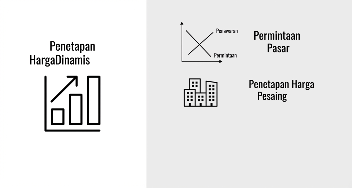 Grafik harga ditambah grafik yang menunjukkan permintaan pasar. Grafik harga pesaing untuk bangunan.