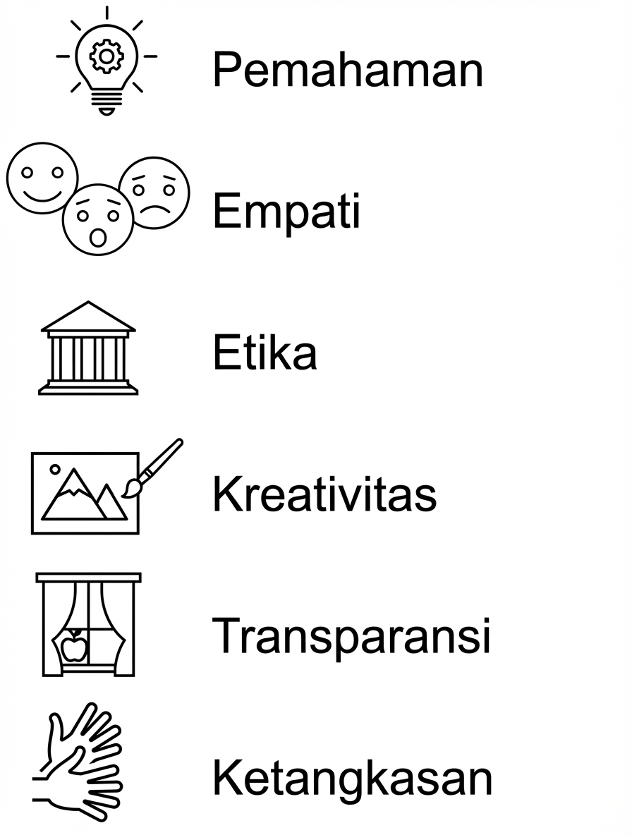 Pemahaman. Empati. Etika Kreativitas. Transparansi. Ketangkasan.