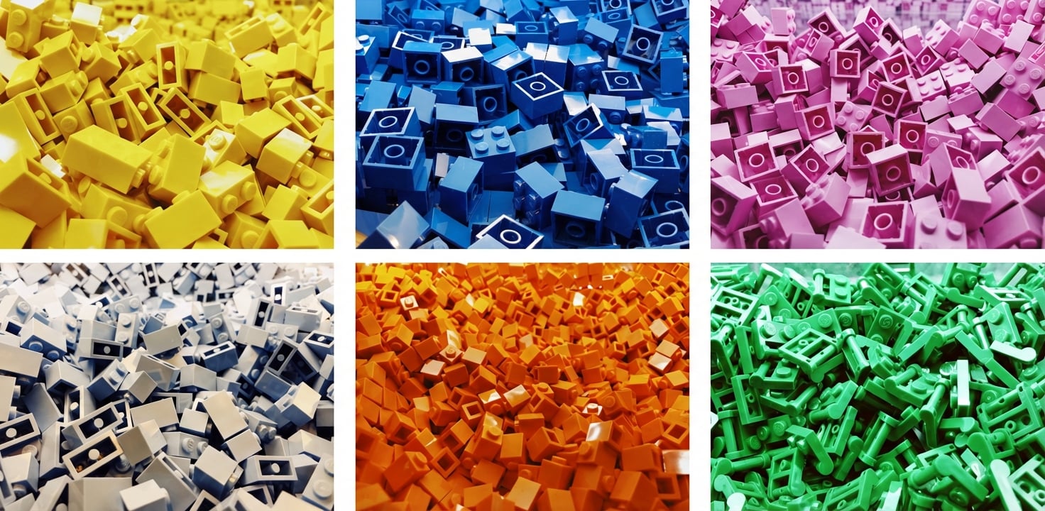 Visual tumpukan balok lego yang acak