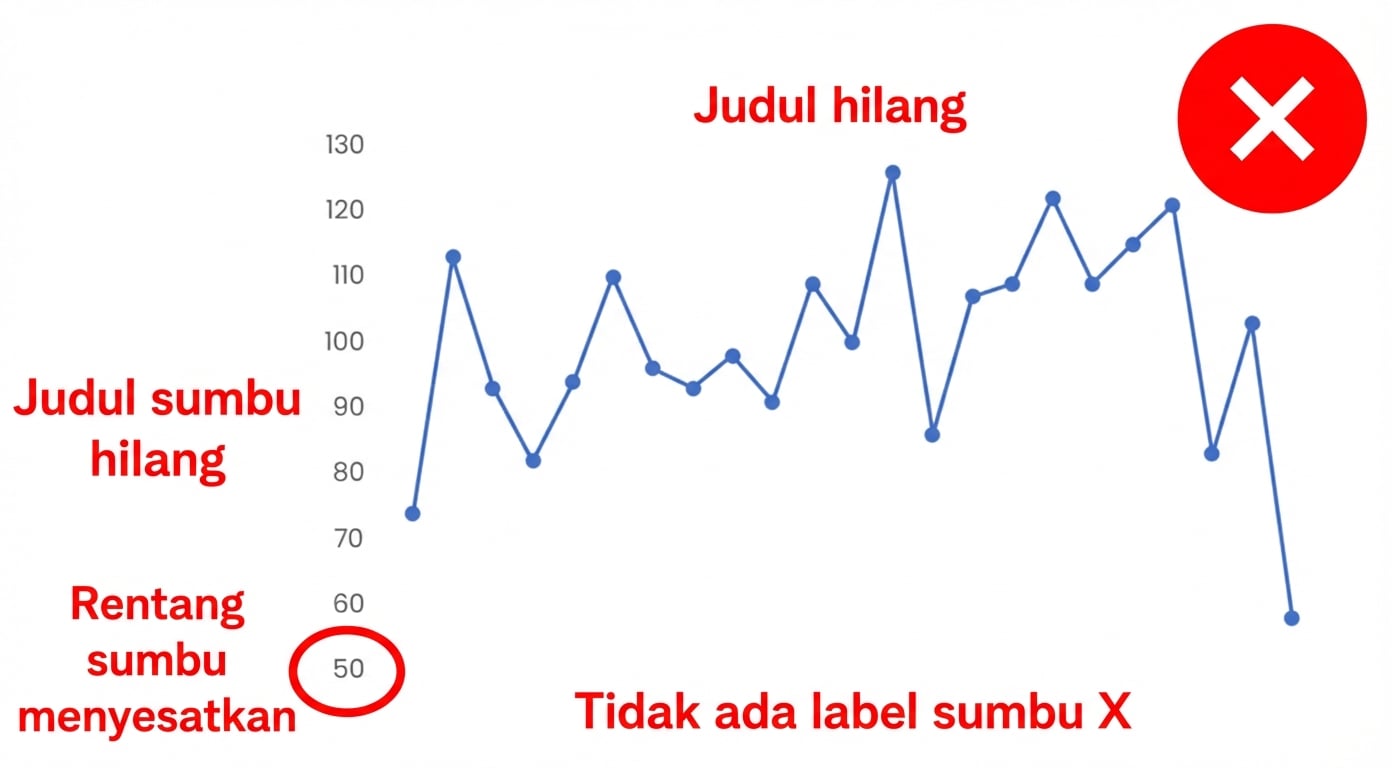 Contoh bagan tanpa nama sumbu, legenda, label data, atau judul jelas