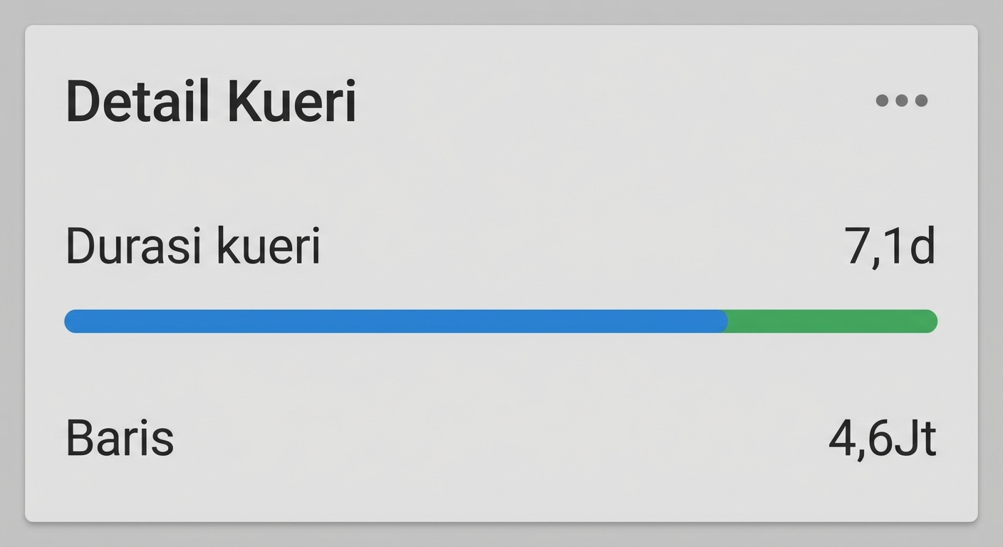 Hasil query: jumlah baris dan waktu tanpa kondisi ON