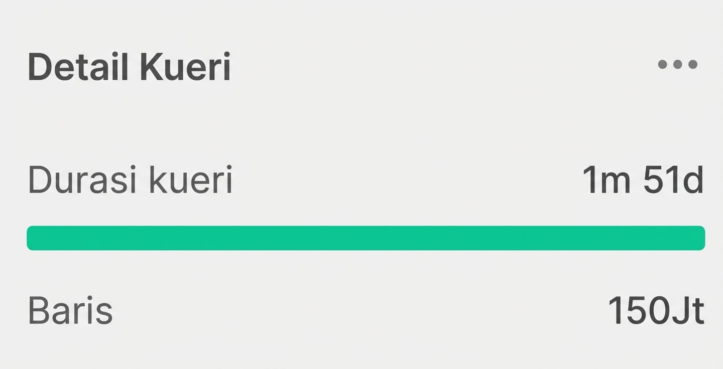 Detail query: waktu dan jumlah baris