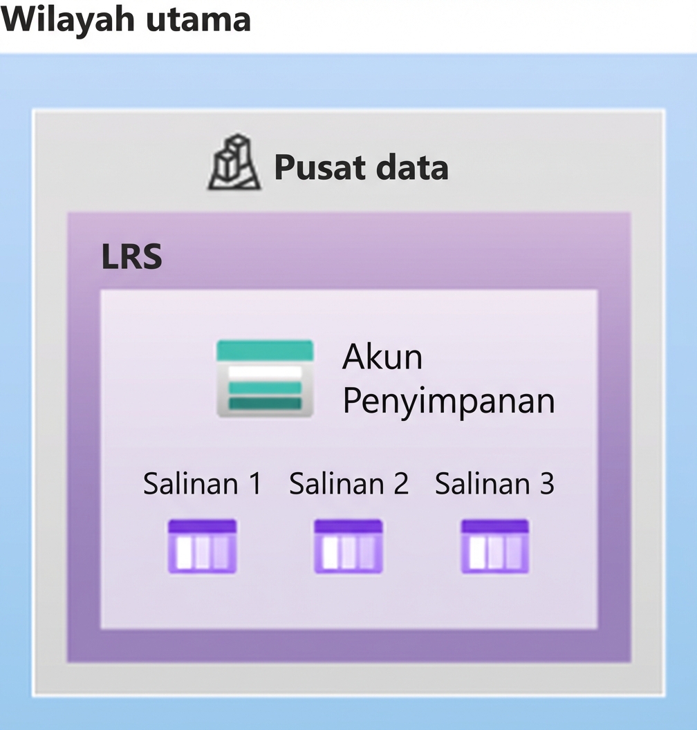 Gambar yang menggambarkan tata letak penyimpanan redundan lokal