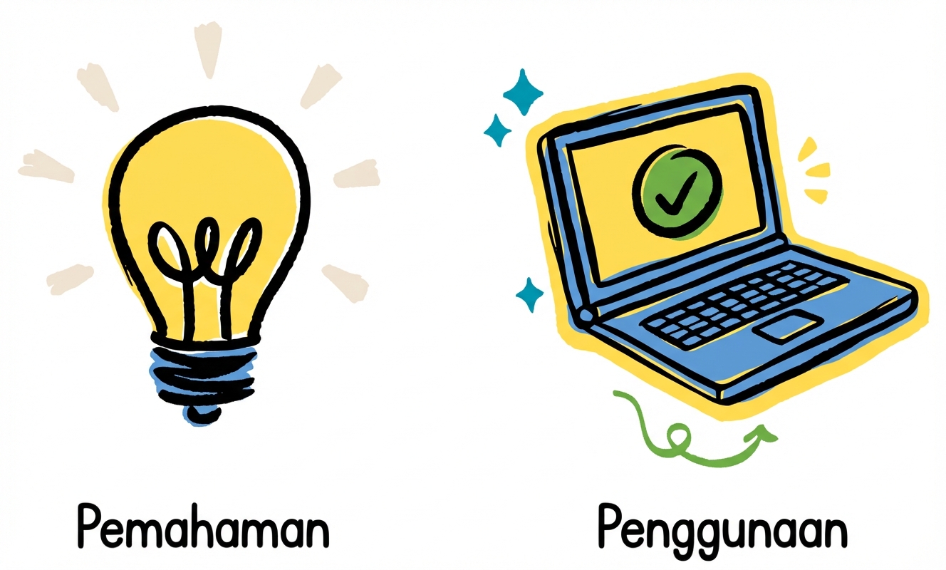 Ilustrasi laptop melambangkan penggunaan