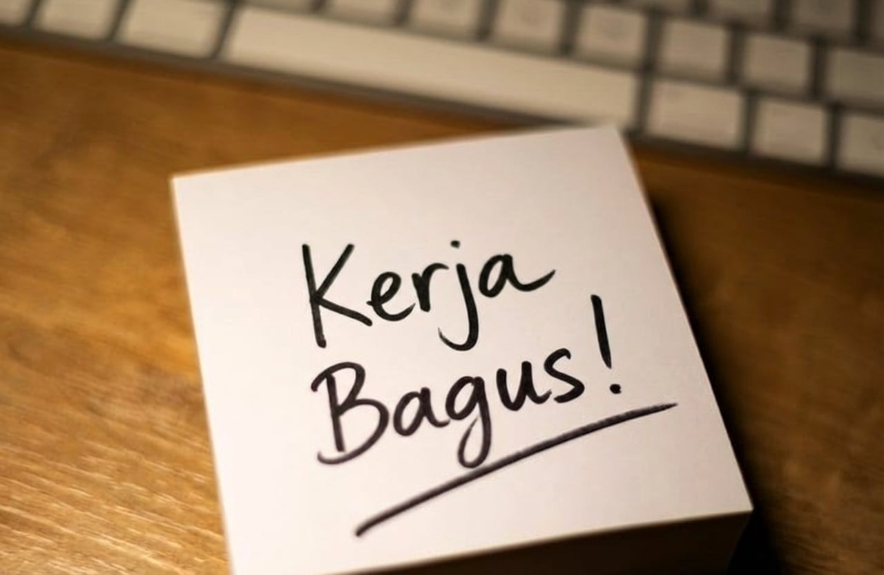 Gambar kartu dengan tulisan "well done" di bagian depan
