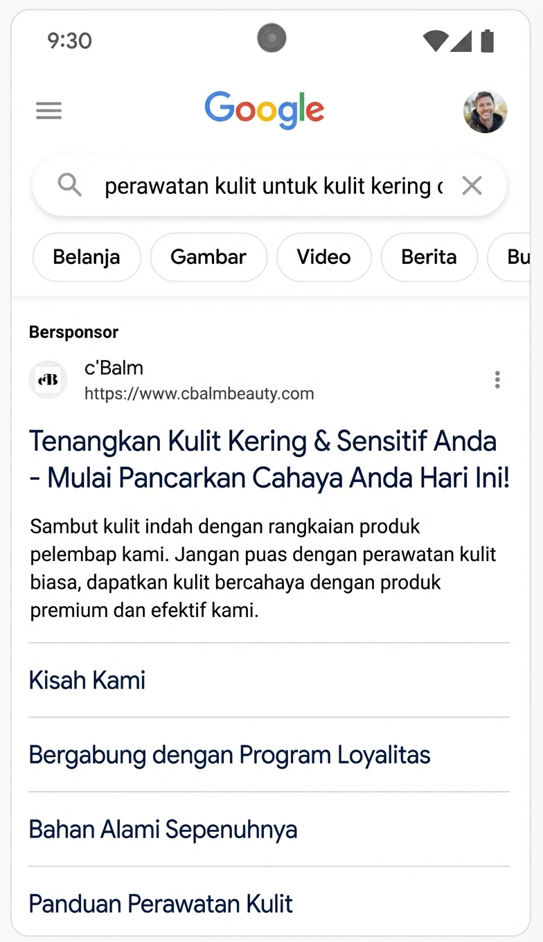 Contoh platform iklan Google yang menyesuaikan dinamis untuk iklan personal