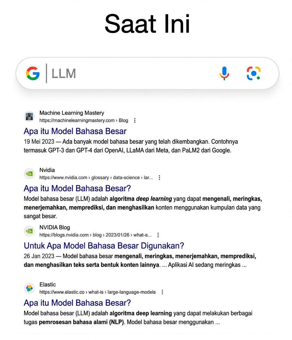 Hasil Google Search tentang LLM saat ini