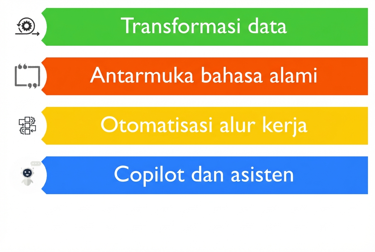 Gambar menampilkan empat kemungkinan use case untuk LLM