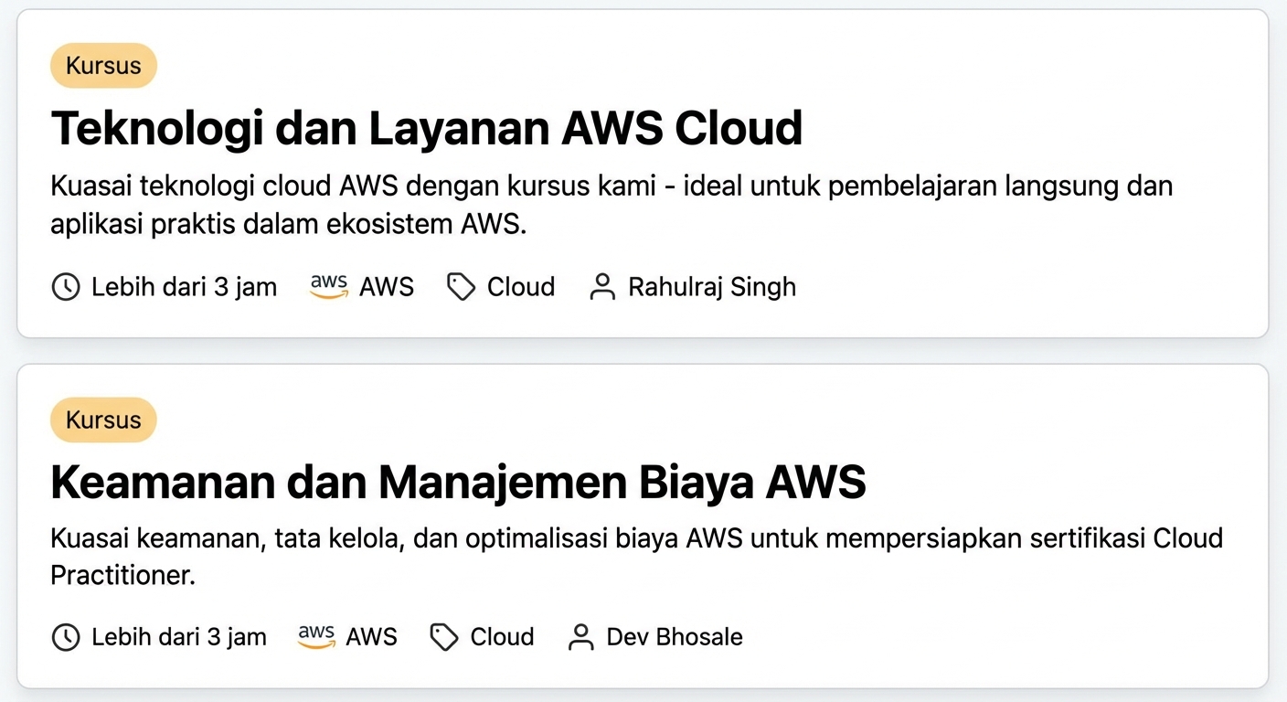 Kursus AWS lain di DataCamp: Teknologi & Layanan Cloud AWS, serta Keamanan & Manajemen Biaya AWS