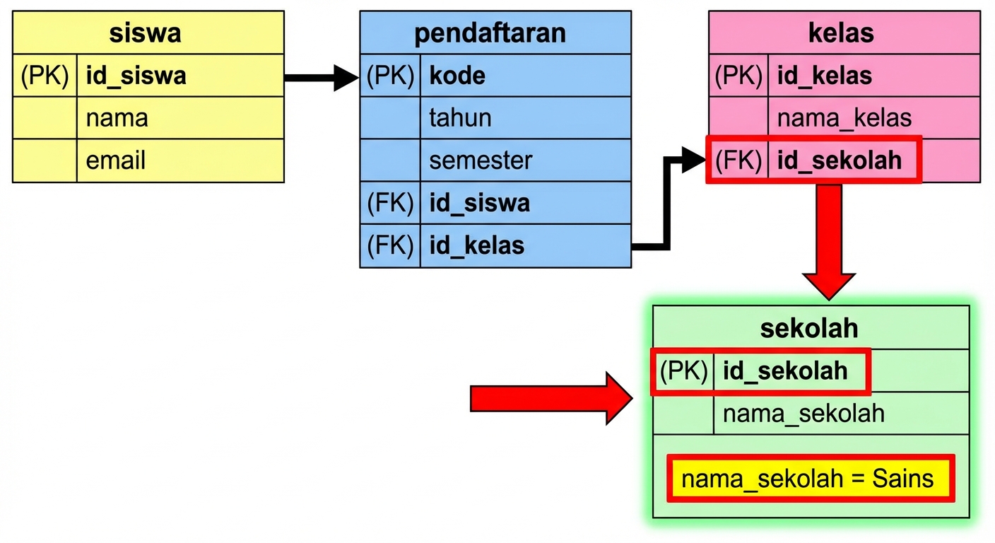 Kueri model ER untuk sekolah Sains