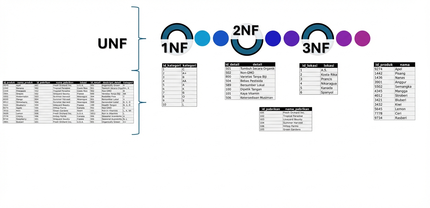 Data All products, dari UNF ke 3NF