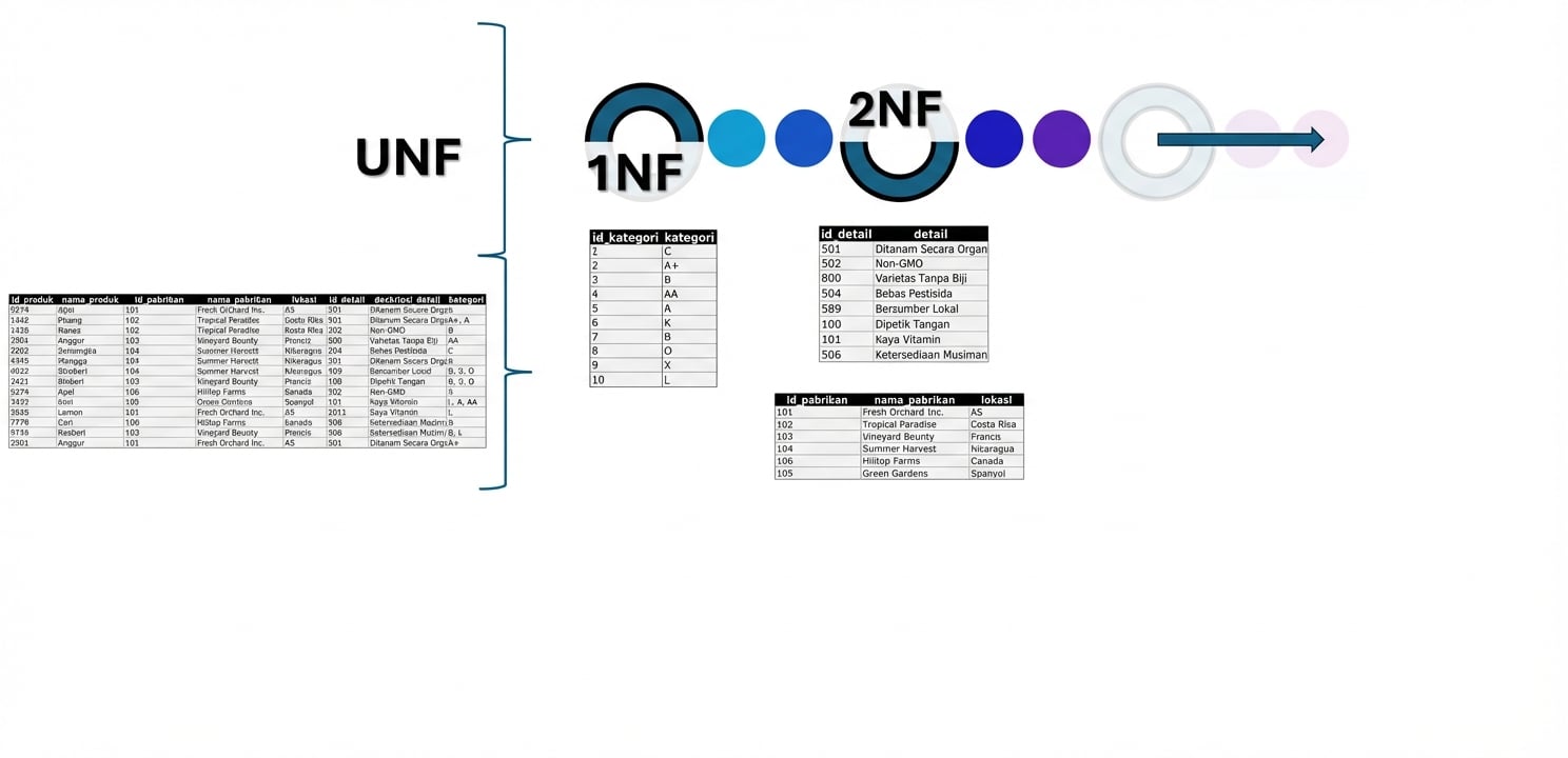 Data All products, dari UNF ke 2NF