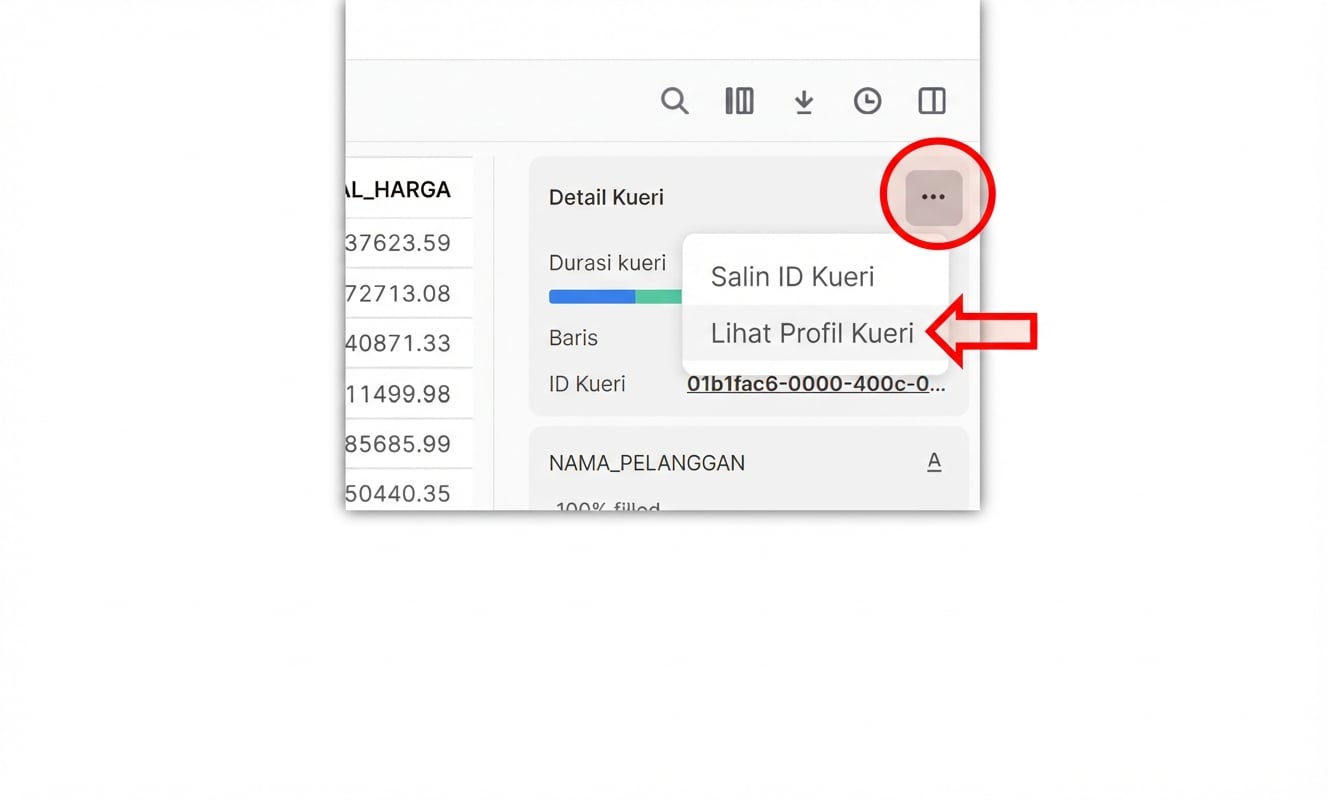 Instruksi untuk menemukan profil kueri