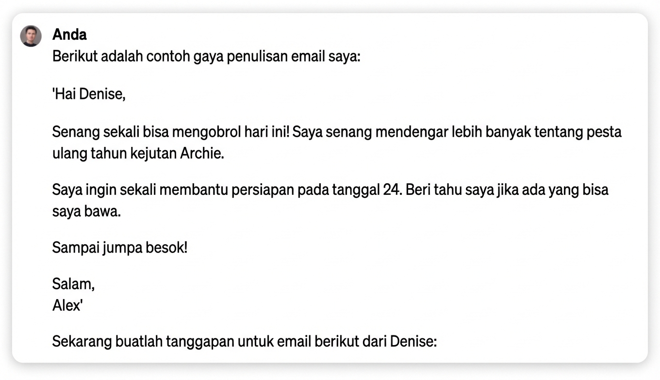 Tangkapan layar respons personal dari ChatGPT