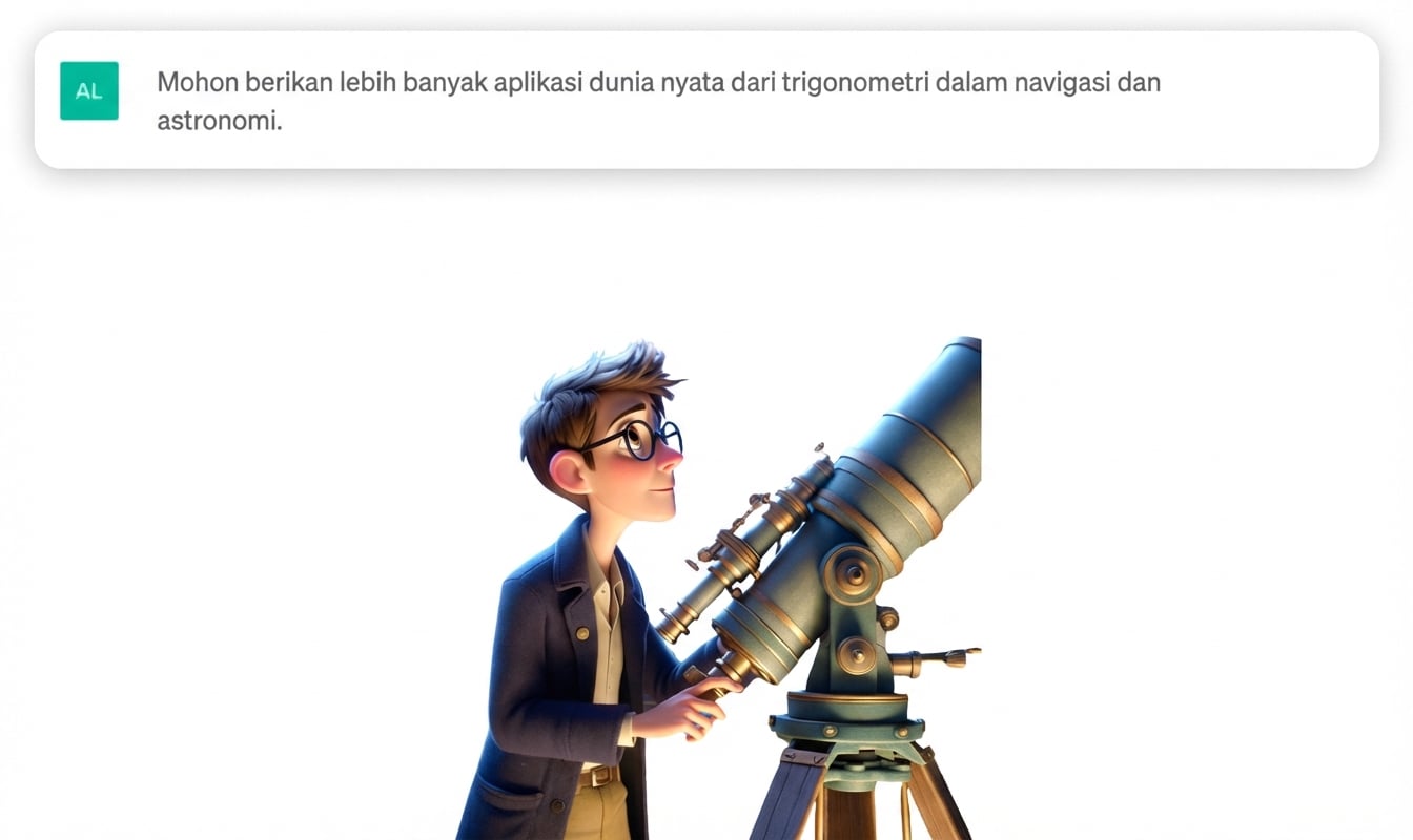 Ilustrasi kartun seseorang menggunakan teleskop