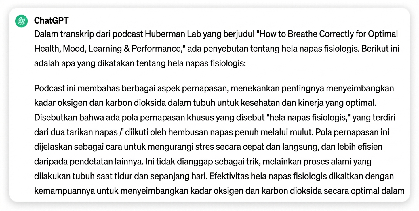 Respons ChatGPT terhadap prompt untuk memparafrasekan dari transkrip