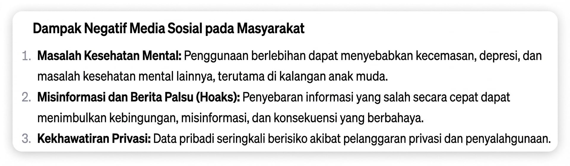 Hasil dari prompt yang dibatasi